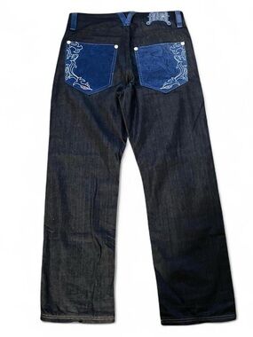 Vintage COOGI Baggy Embroidered Oni Mask Streetwear Denim Jeans W34 L34